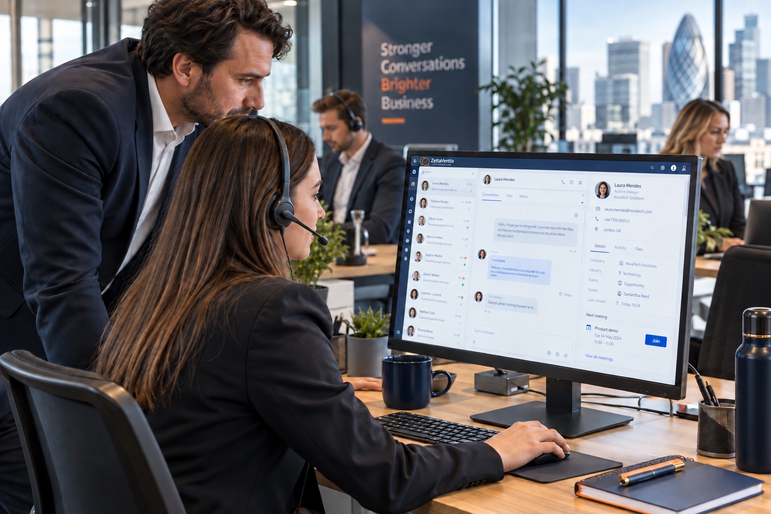 Sales team handling calls and customer messages together in a shared Inbox